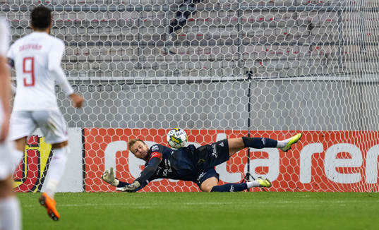 Goalkeeper Ricardo Friedrich of Kalmar saves the ball