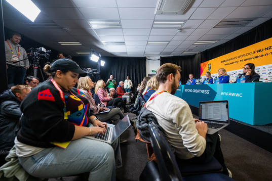 Press officer Fredrik Madestam, Kosovare Asllani and