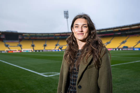 Saga Fredriksson of Swedish broadcaster Viaplay poses for a