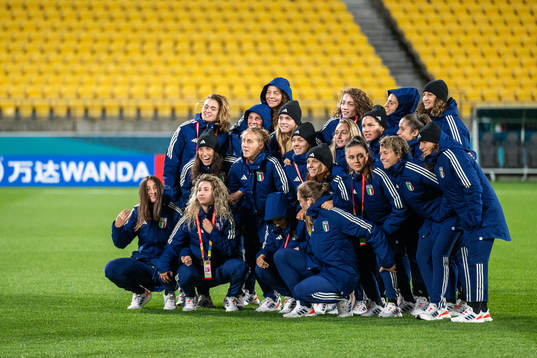 Players of the Italian women's national football team at a