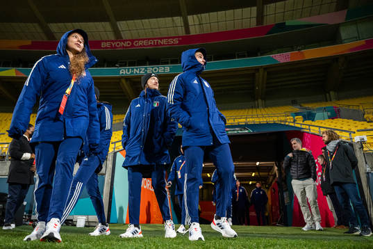 Players of the Italian women's national football team at a