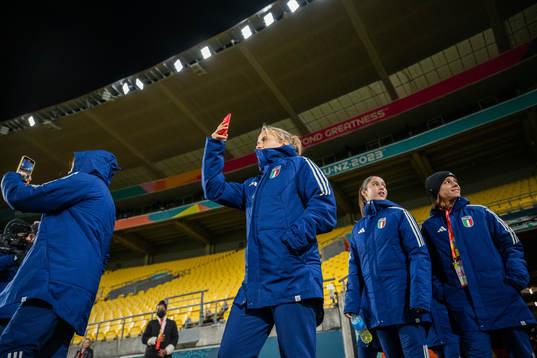 Players of the Italian women's national football team at a