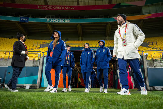 Players of the Italian women's national football team at a