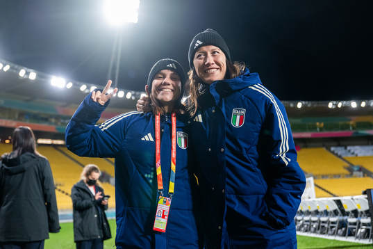 Manuela Giugliano with a team mate of the Italian women's