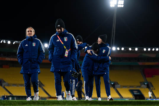 Players of the Italian women's national football team at a