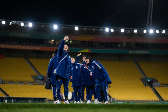 Players of the Italian women's national football team at a