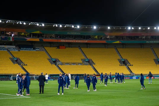 Players of the Italian women's national football team at a