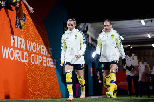 Kosovare Asllani and Elin Rubensson of Sweden