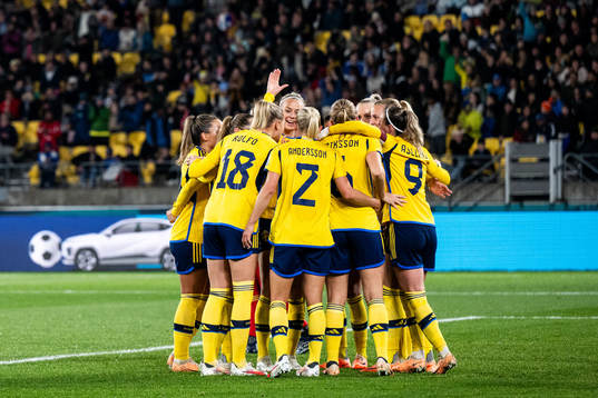 Players of Sweden celebrate