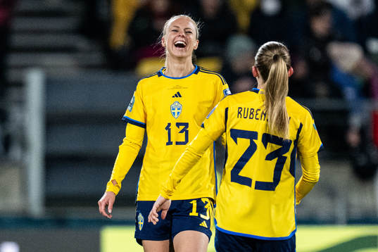 Amanda Ilestedt of Sweden celebrates with Elin Rubensson