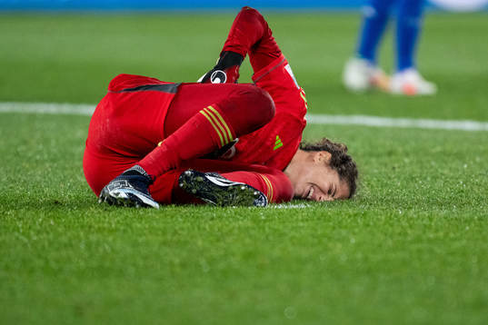 Goalkeeper Francesca Durante of Italy in pain
