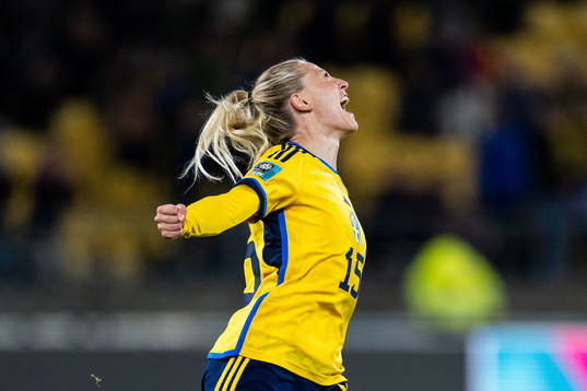 Rebecka Blomqvist of Sweden celebrates