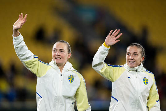 Magdalena Eriksson and Filippa Angeldahl of Sweden celebrate