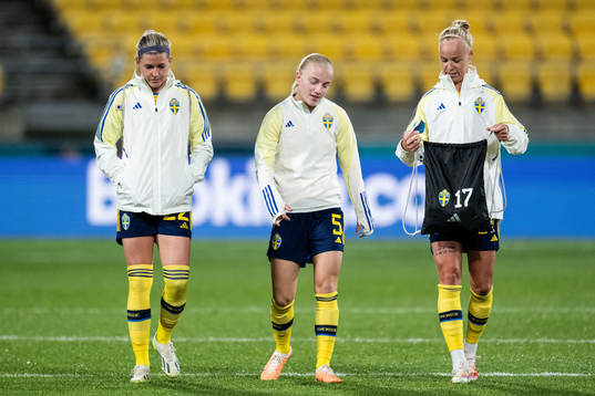 Olivia Schough, Anna Sandberg and Caroline Seger of Sweden