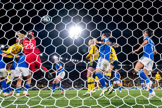 Amanda Ilestedt of Sweden scores 1-0 behind goalkeeper