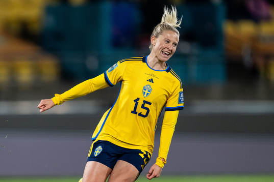 Rebecka Blomqvist of Sweden celebrates