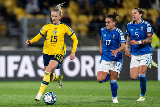 Rebecka Blomqvist of Sweden against Lisa Boattin and Elena