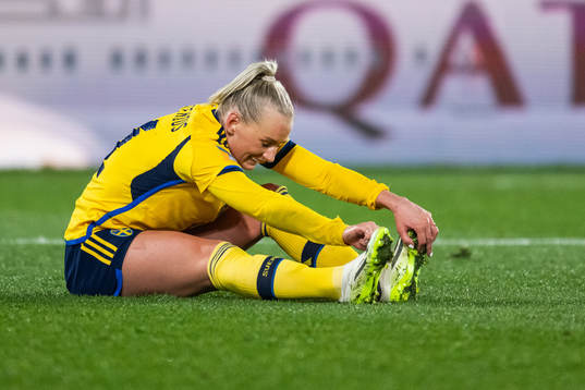 Stina Blackstenius of Sweden stretch