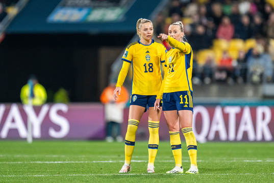Fridolina Rolfö and Stina Blackstenius of Sweden