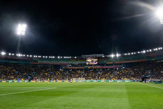 Spectators in the stands at Wellington Regional Stadium