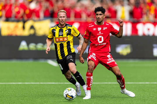 Häckens Mikkel Rygaard Jensen och Elfsborgs Ahmed Qasem