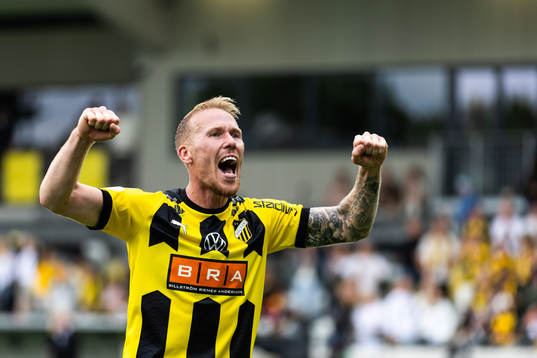 Häckens Mikkel Rygaard Jensen jublar