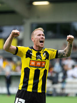 Häckens Mikkel Rygaard Jensen jublar
