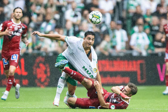 Hammarbys Jusef Erabi och IFK Norrköpings Anton Eriksson