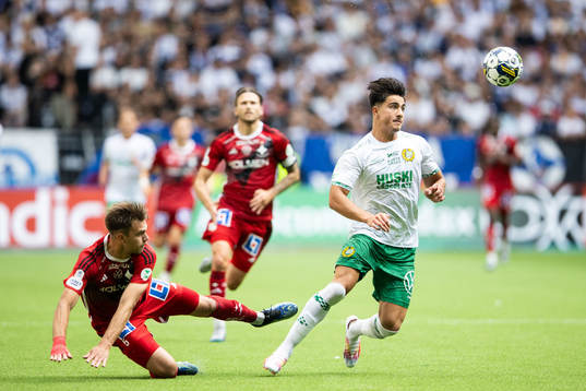 IFK Norrköpings Anton Eriksson och  Hammarbys Jusef Erabi