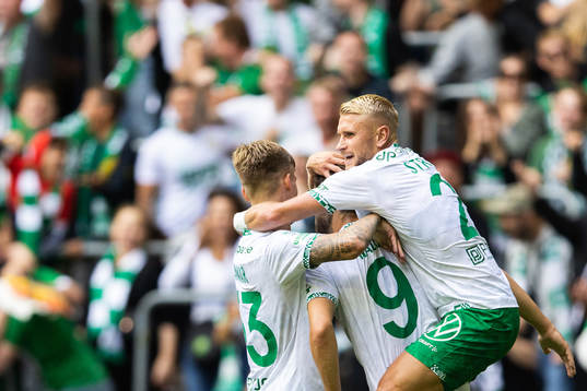 Hammarbys Fredrik Hammar och Simon Strand jublar