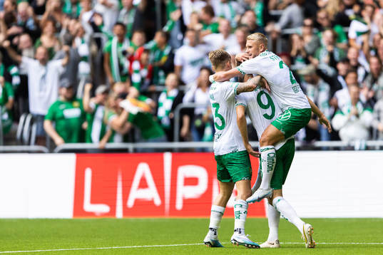 Hammarbys Fredrik Hammar och Simon Strand jublar