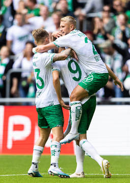 Hammarbys Fredrik Hammar och Simon Strand jublar