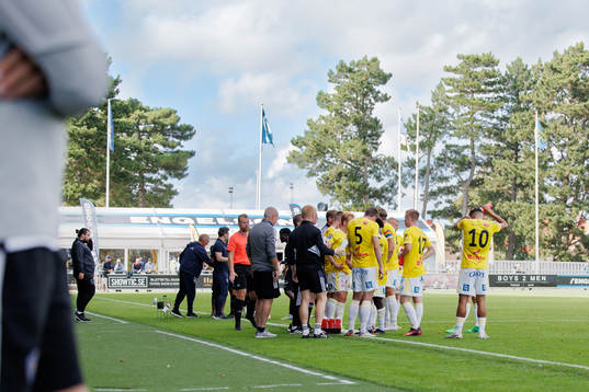 Falkenbergs spelare vid ett spelavbrott