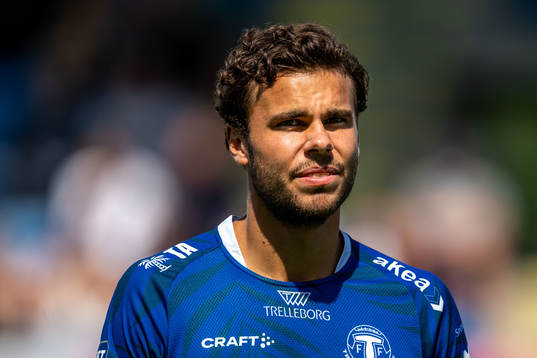 Trelleborgs Herman Hallberg  fotbollsmatchen i Superettan