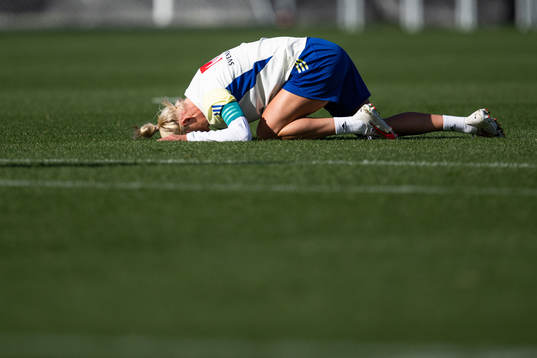 Caroline Seger in pain of the Swedish women's national