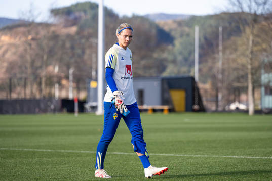 Goalkeeper Jennifer Falk of the Swedish women's national