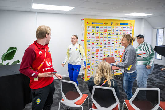 Press officer Fredrik Madestam and Elin Rubensson of the