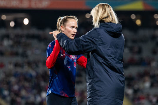 Caroline Graham Hansen and Ada Hegerberg of Norway