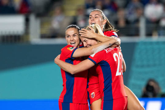 Sophie Román Haug of Norway celebrates with Emilie