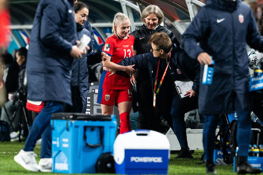 Thea Bjelde of Norway in pain