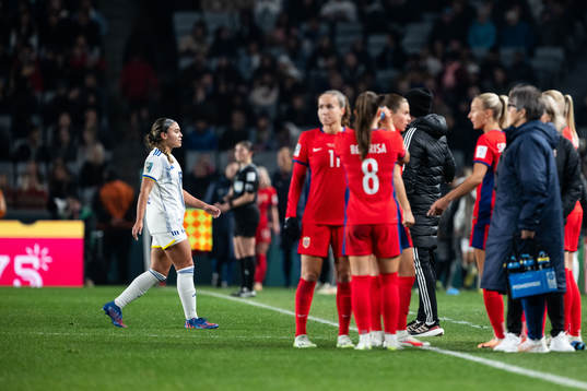 Sofia Harrison of Philippines leaves the pitch