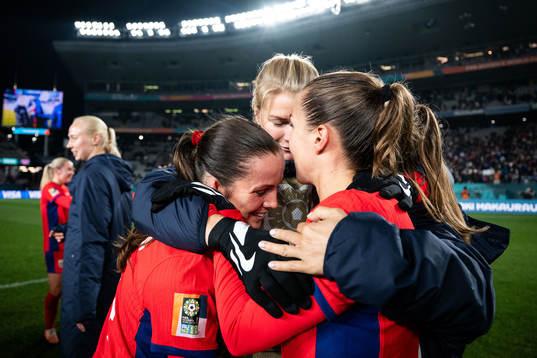 Tuva Hansen, Ada Hegerberg and Guro Reiten of Norway