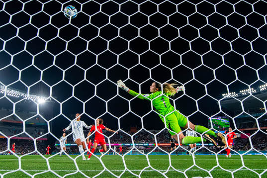 Goalkeeper Olivia McDaniel of Philippines lets in the 2-0
