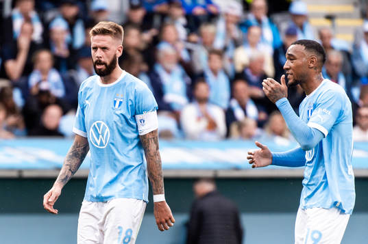 Malmö FFs Pontus Jansson och Derek Cornelius deppar