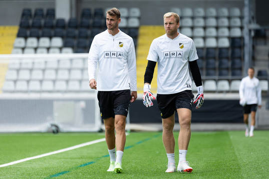 Johan Hammar and goalkeeper Peter Abrahamsson of Häcken