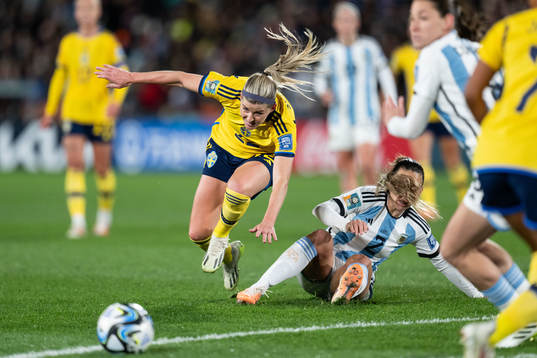Olivia Schough of Sweden and Adriana Sachs of Argentina