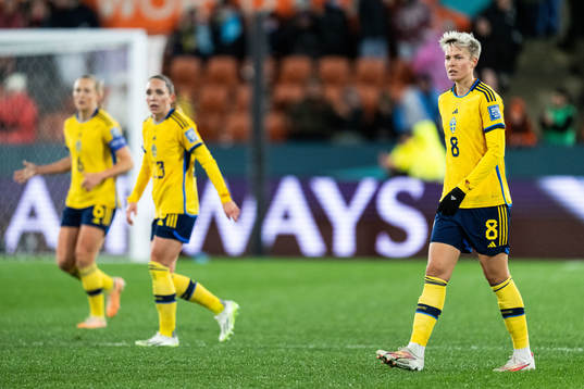 Magdalena Eriksson, Elin Rubensson and Lina Hurtig of Sweden