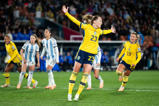 Elin Rubensson of Sweden celebrates