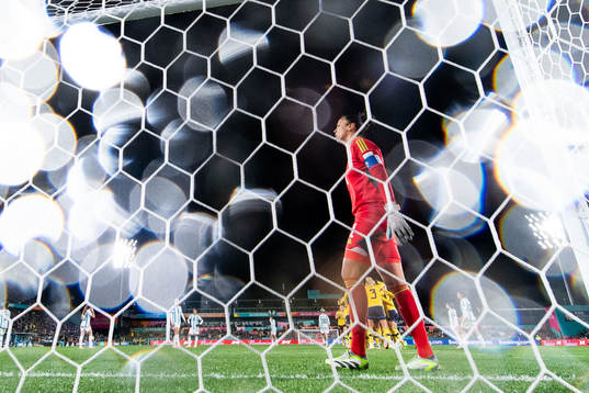 Goalkeeper Vanina Correa of Argentina looks dejected