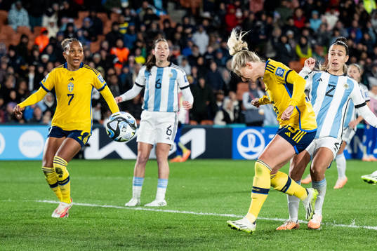 Rebecka Blomqvist of Sweden scores 0-1